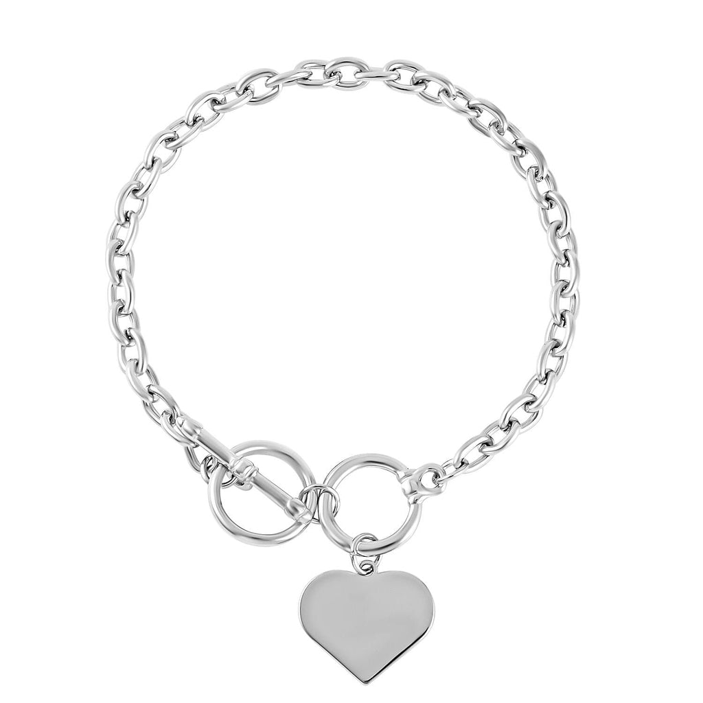 Mega Closeout Deal - Heart Bracelet (Size - 7.5 with Ext) With T- Bar Clasp