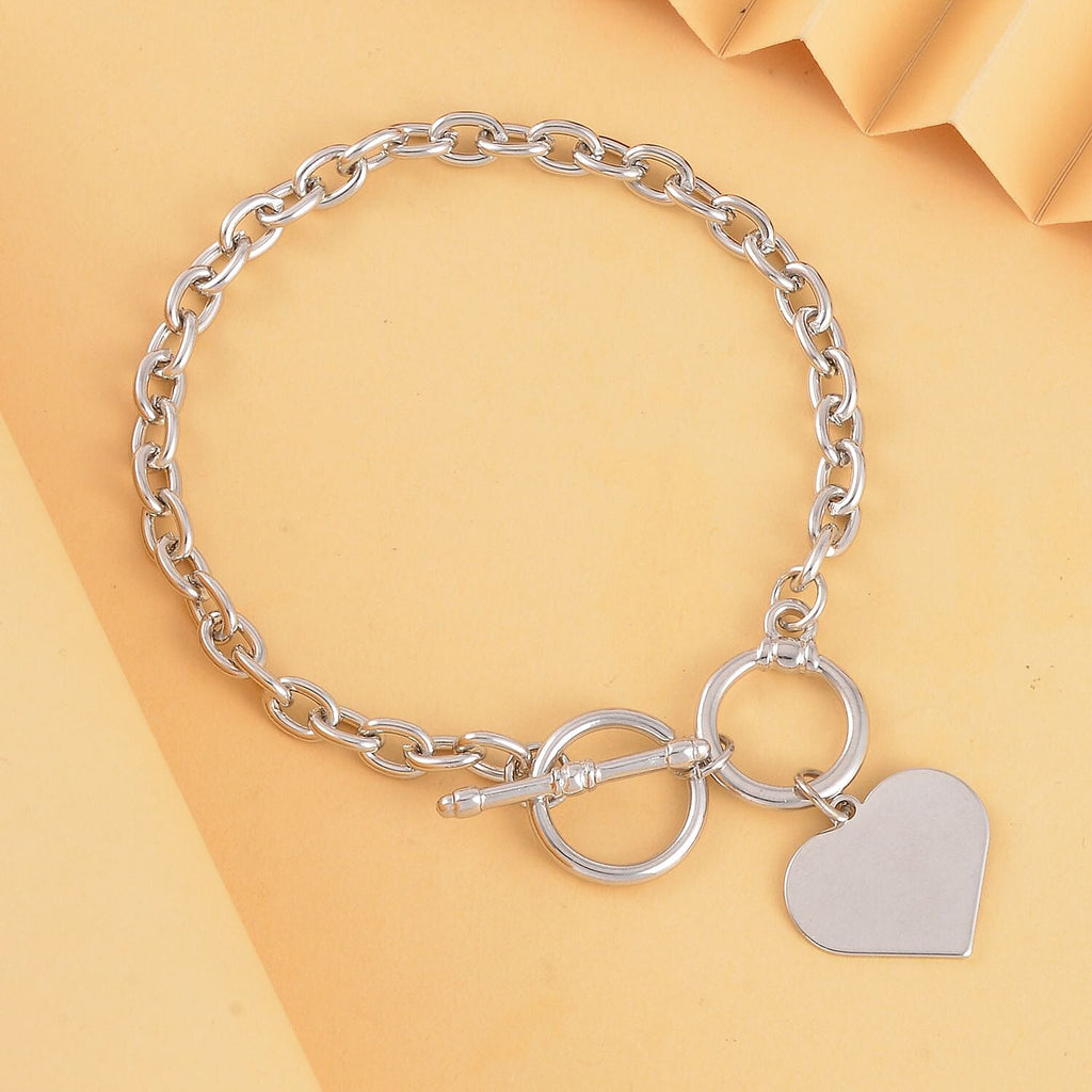 Mega Closeout Deal - Heart Bracelet (Size - 7.5 with Ext) With T- Bar Clasp