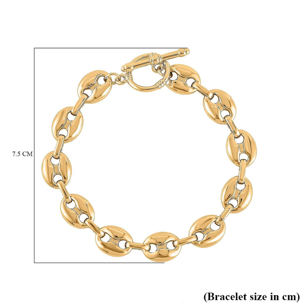 Designer Inspired Mariner Bracelet with Bar Clasp (Size - 7.5) in Yellow