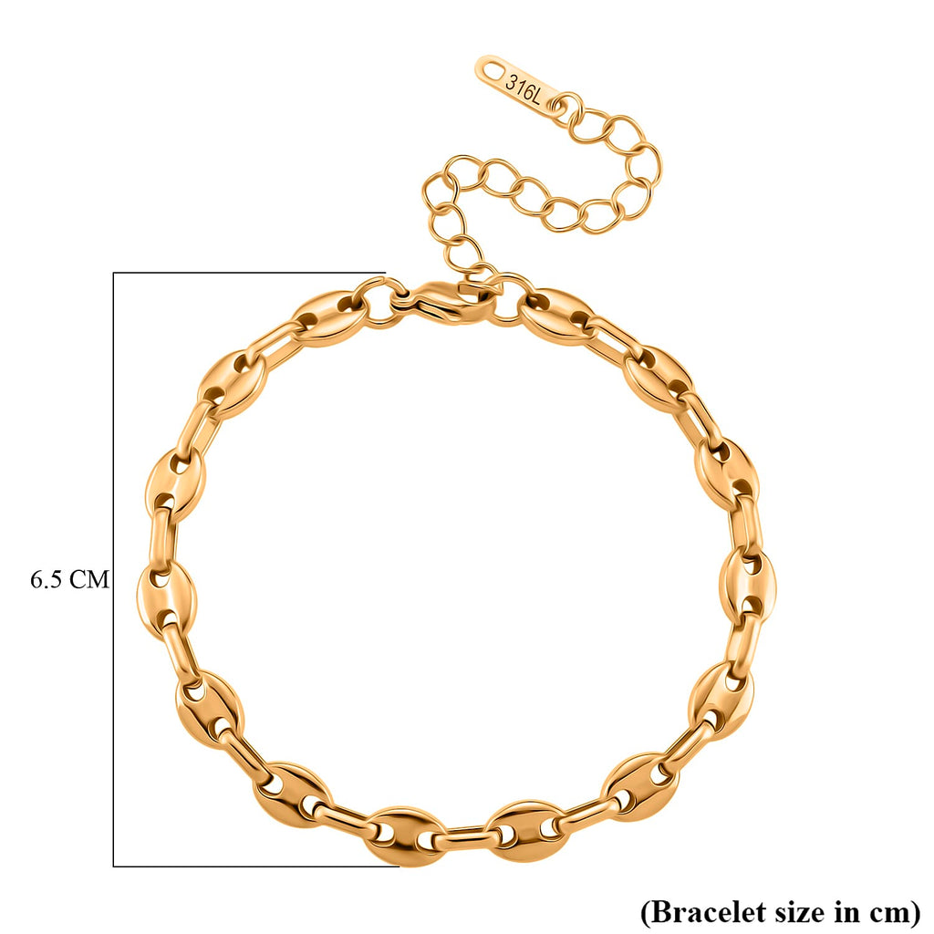 Mariner Bracelet (Size - 7) with Lobster Clasp in Yellow Gold Tone