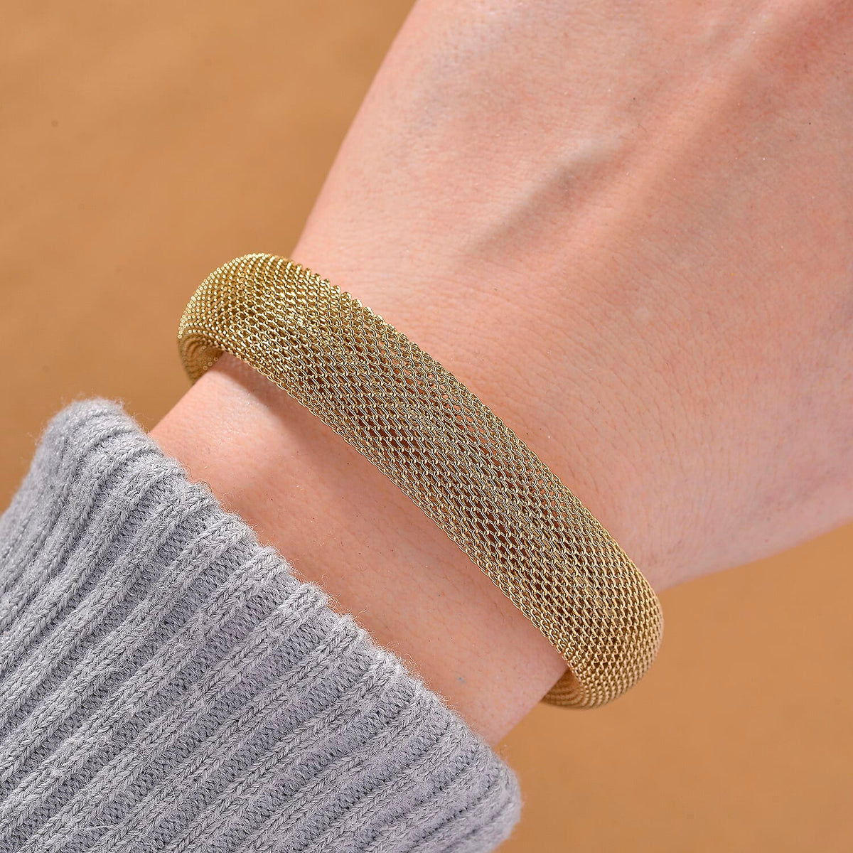 Designer Inspired Mesh Bracelet (Size 7 + 1.5 Ext) with Lobster Clasp in Yellowtone 8193623 2