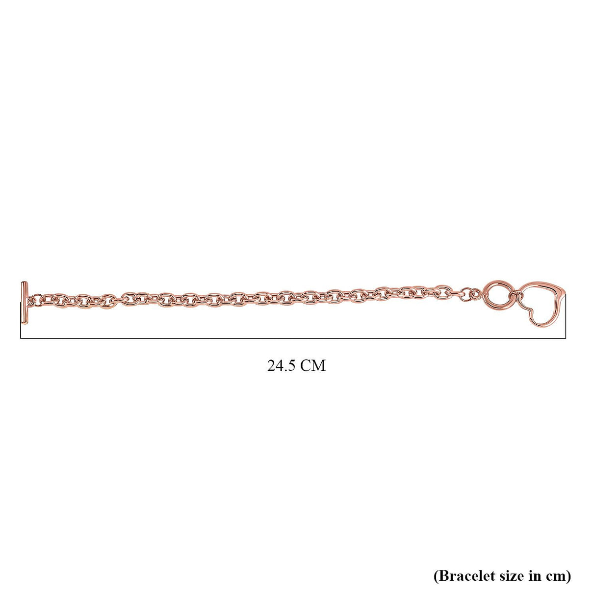 Designer CLOSEOUT - Belcher Link T-Bar Toggle Clasp Heart Charm Rose Gold Plated Bracelet (Size 8) 7676893 3
