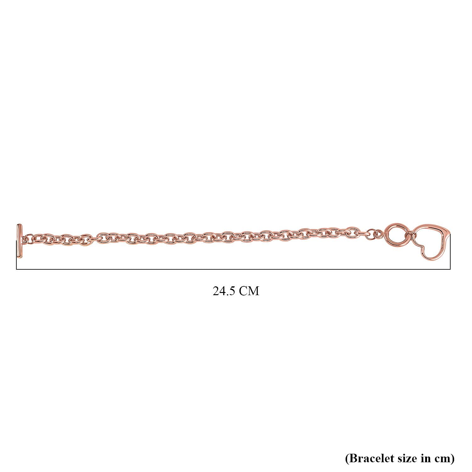 Designer CLOSEOUT - Belcher Link T-Bar Toggle Clasp Heart Charm Rose Gold Plated Bracelet (Size 8) 7676893 3