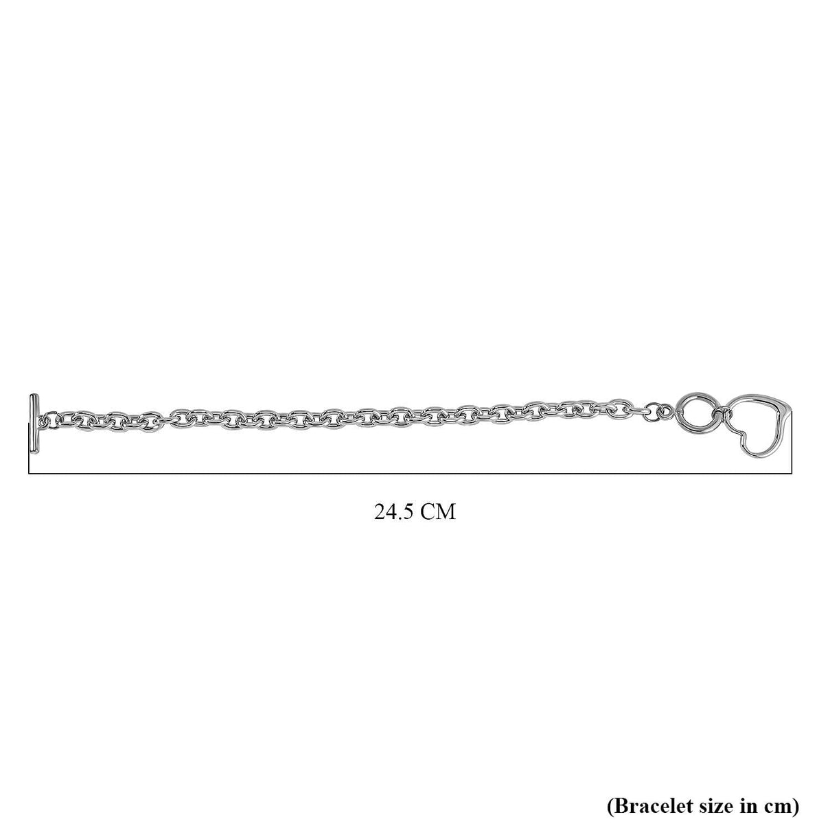 Heart Drop Cable Link Chain Bracelet (Size - 8) with T Bar Clasp V32373945 4