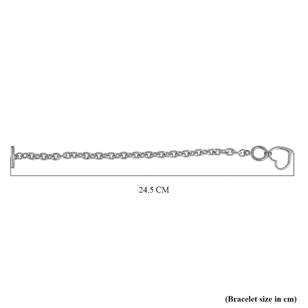 Heart Charm Bracelet (Size - 8) with T Bar Clasp