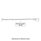 Heart Drop Cable Link Chain Bracelet (Size - 8) with T Bar Clasp