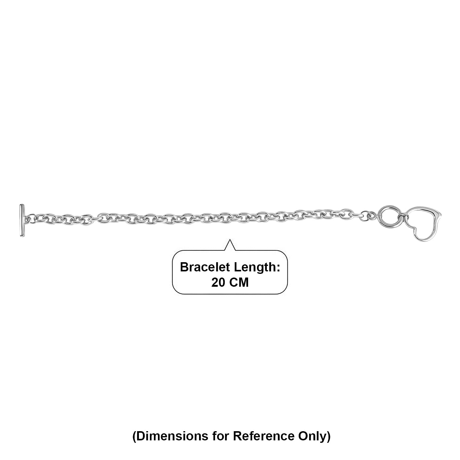 Heart Drop Cable Link Chain Bracelet (Size - 8) with T Bar Clasp V32373945 5