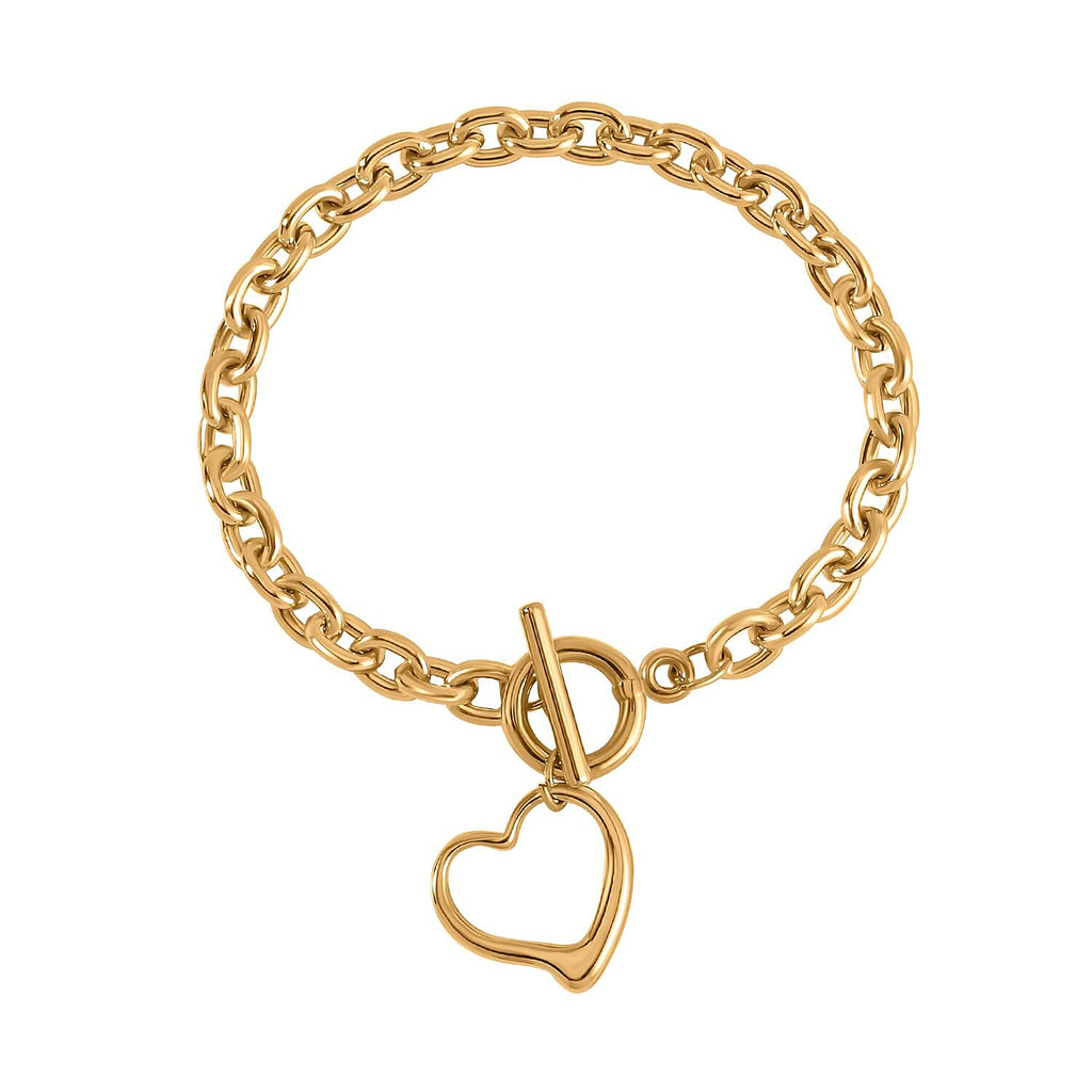 Heart Charm Bracelet (Size - 8) with T Bar Clasp