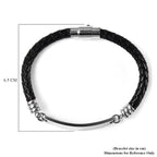 Braided Leather Bracelet with Lock (Size - 8) in Stainless Steel