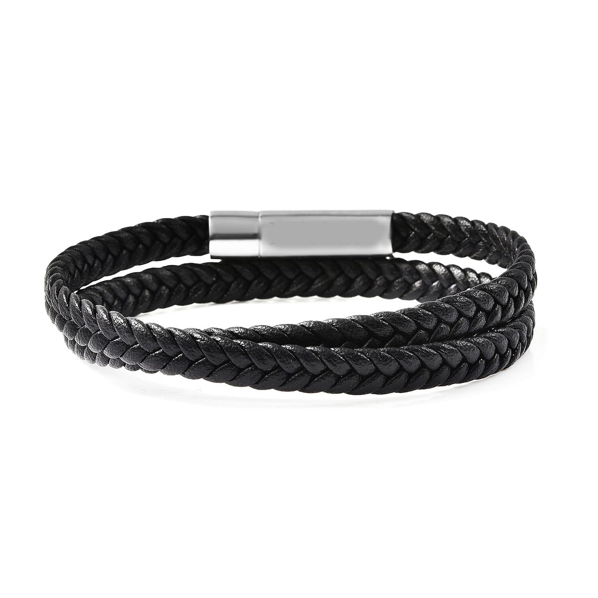 Braided Microfibre Leather Bracelet with Magnetic Lock in Stainless Steel 6020726 1