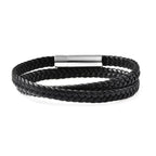 Braided Microfibre Leather Bracelet (Size 7.75) with Magnetic Lock in Stainless Steel