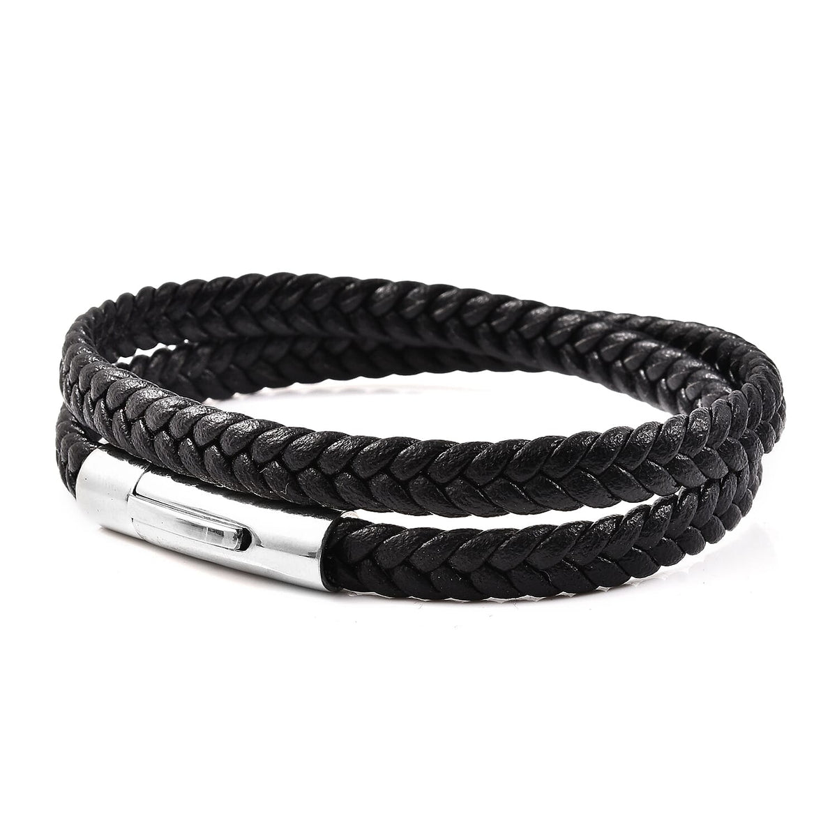 Braided Microfibre Leather Bracelet with Magnetic Lock in Stainless Steel 6020726 3