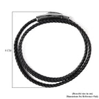 Braided Microfibre Leather Bracelet (Size 7.75) with Magnetic Lock in Stainless Steel