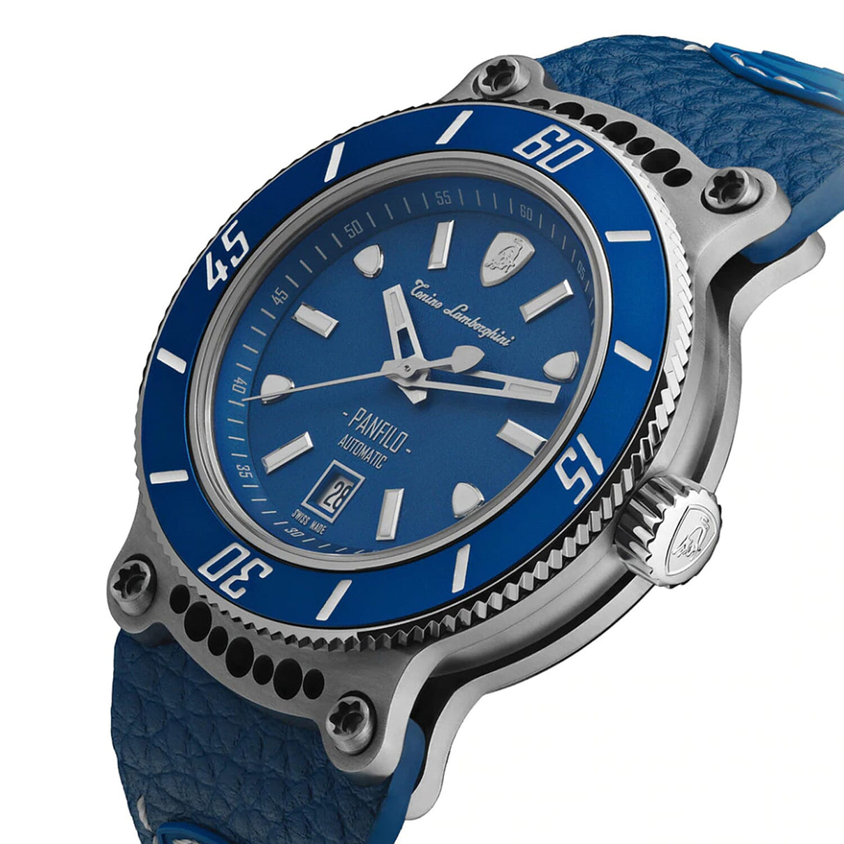 Tonino Lamborghini Panfilo Titanium Swiss Automatic Watch with Blue Accents 8020845 1
