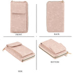 LA MAREY Set of 2 RFID Protected Crossbody Phone Bag & Flower Cuff Bracelet - Pink