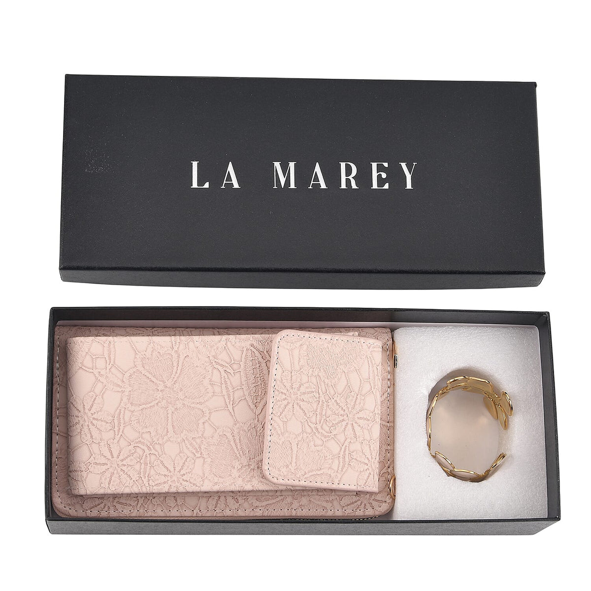 LA MAREY Set of 2 RFID Protected Crossbody Phone Bag &amp; Flower Cuff Bracelet - Pink V32524718 9