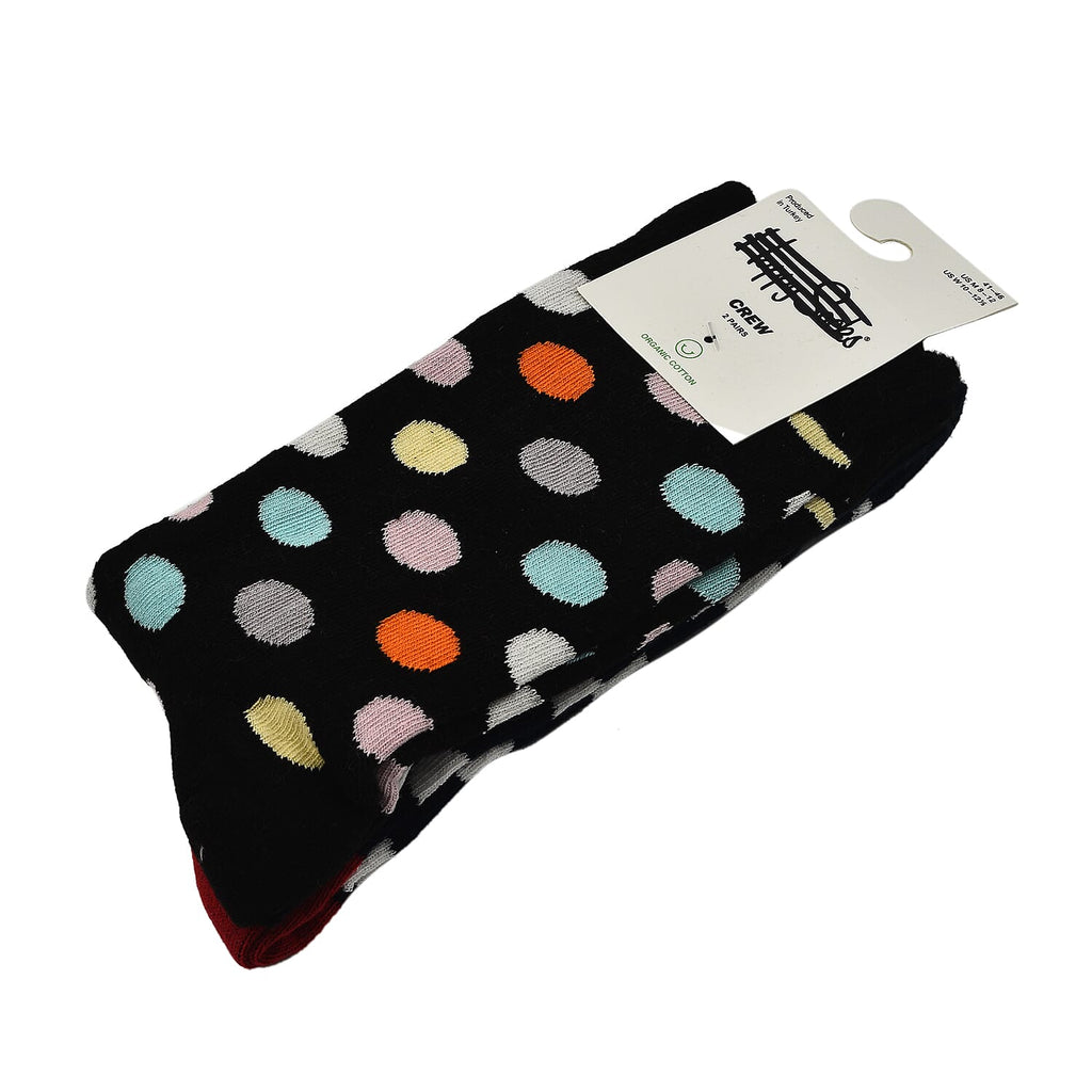 Branded Close Out - 4 Pairs - Organic Combed Cotton -Dots Pattern Socks