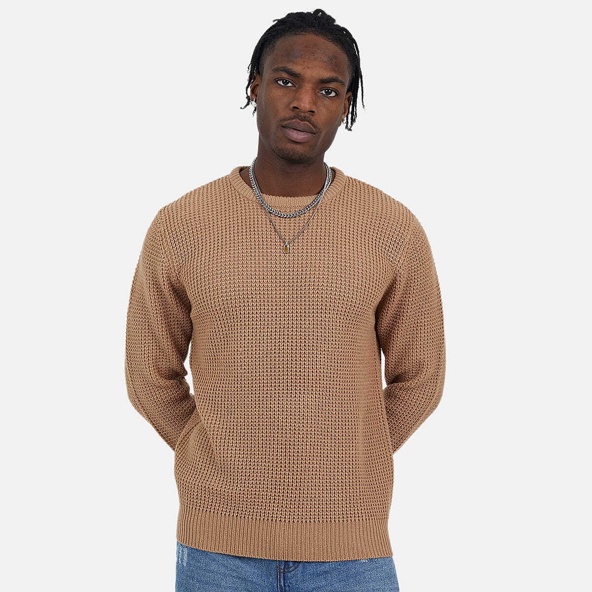 Brave Soul Acrylic Jumper - Tan V32754590 1