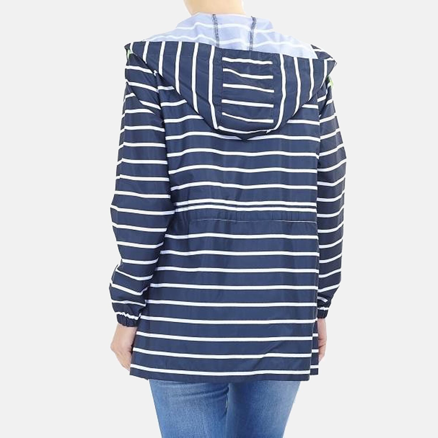 Stripe Pattern Water Resistant Hooded Rain Jackets (Size 20) - Navy 7230642 1