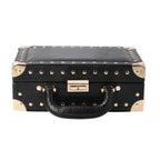 Briefcase Design Lizard Skin Pattern Two Layer  Anti-Tarnish Jewellery Storage Box with Inside Mirror, Removable Tray and Velvet Lining (Size 25x17.5x9.5cm) - Black