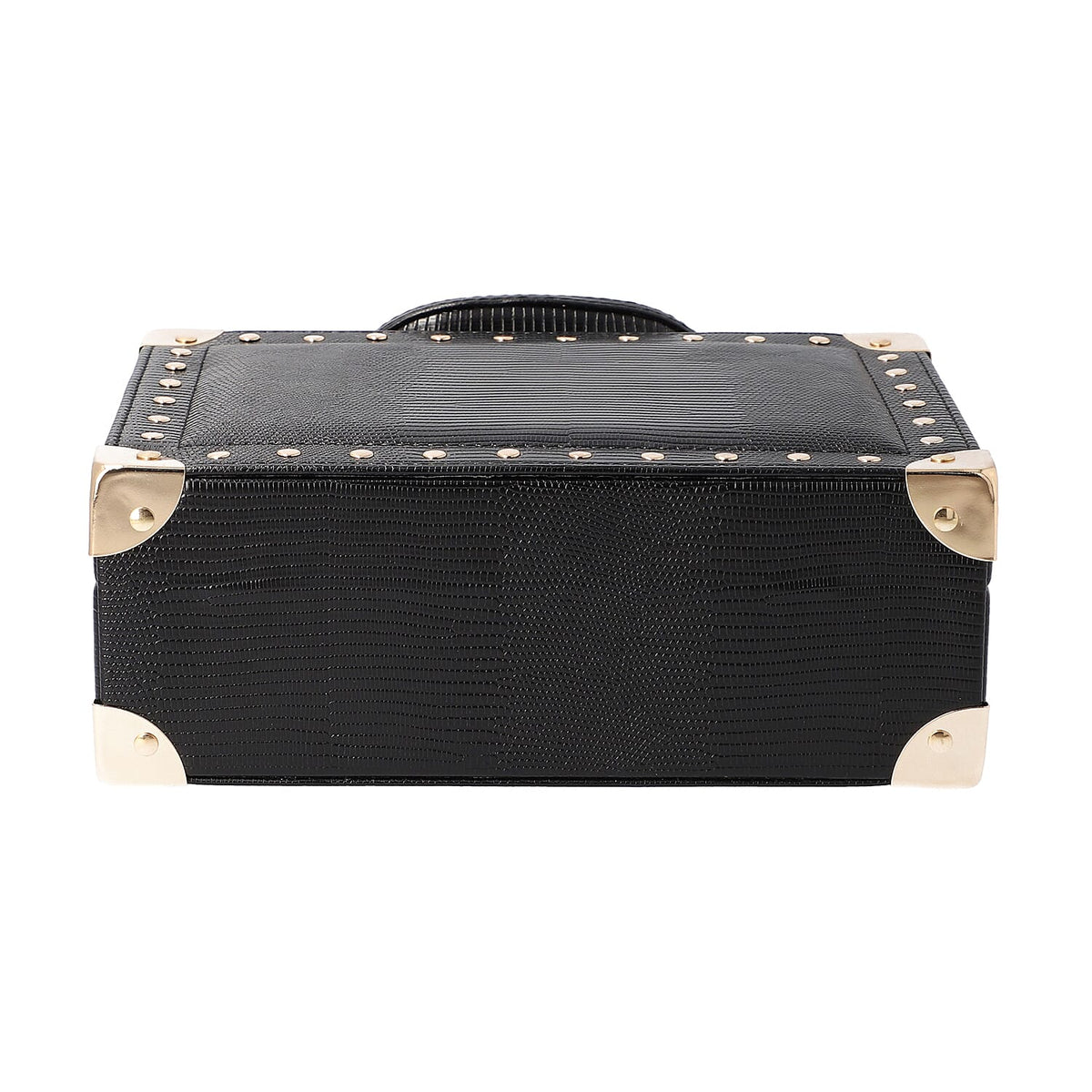 Briefcase Design Lizard Skin Pattern Anti-Tarnish Jewellery Storage Box with Mirror ortable Jewellery Organiser for Necklace, Earrings, Bracelets, Rings and Accessories - Black 6016784 3