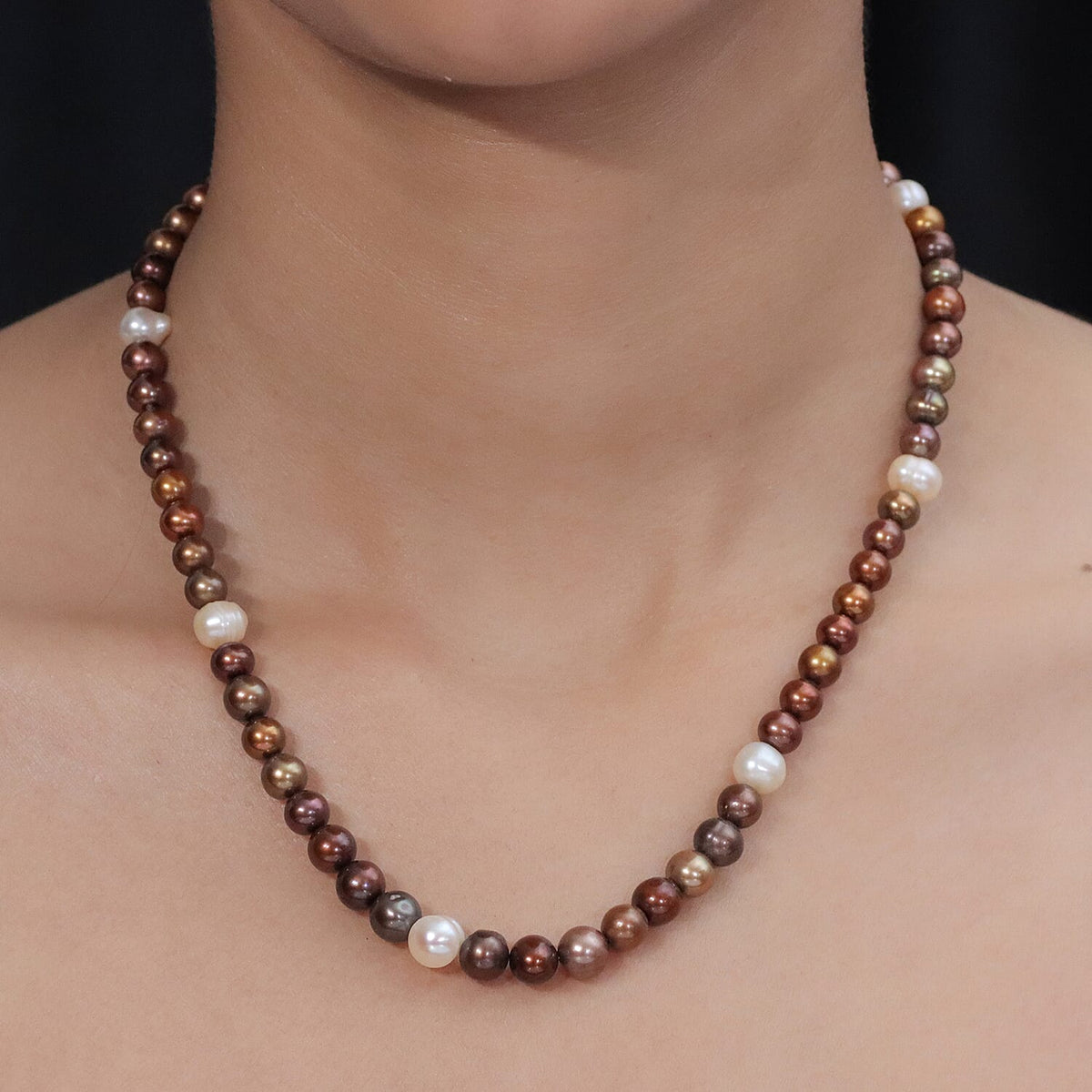 EverTrue - Bronze Pearl &amp; Fresh Water Pearl Beads Necklace (Size - 18+2 Ext) 150.00 Ct. V32519597 2