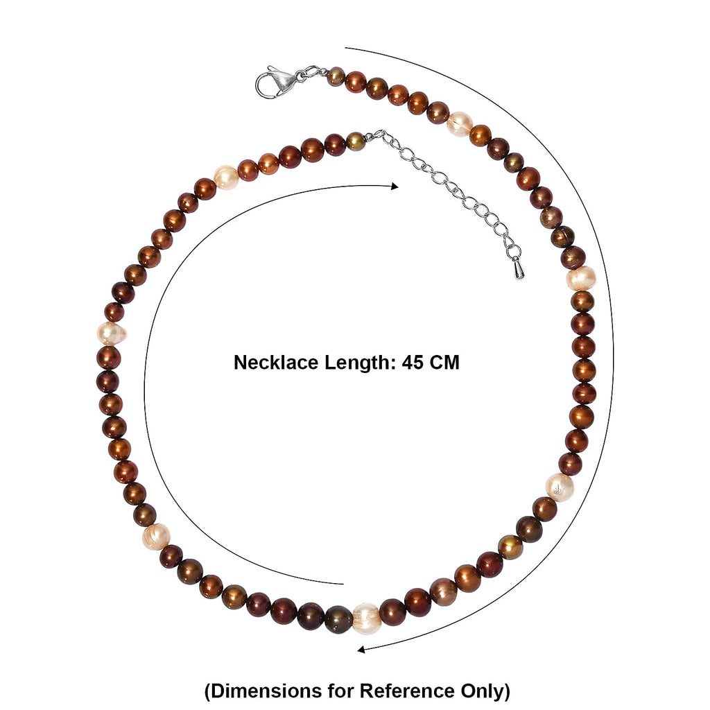EverTrue - Bronze Enhance Pearl & Fresh Water Pearl Beads Necklace (Size - 18-2 Ext) 150.00 Ct.