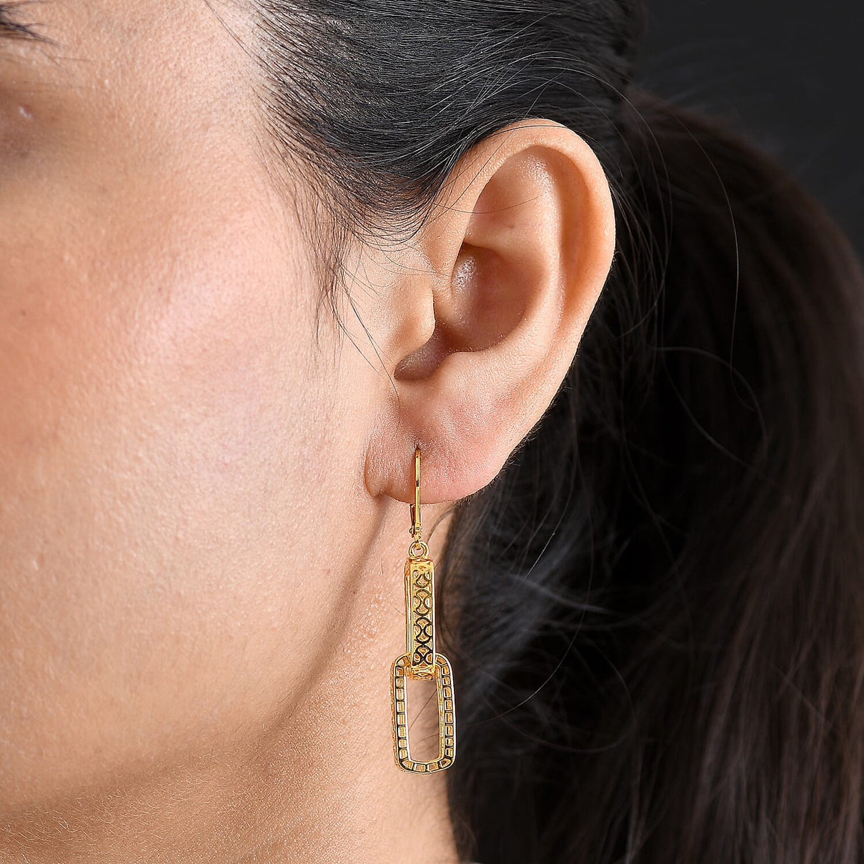 EverTrue Bronzella Collection - Geometric Drop Earring with Lever Back in 18K Gold Plating 8557081 2