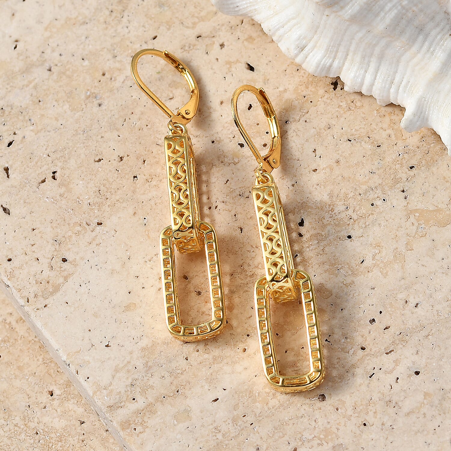 EverTrue Bronzella Collection - Geometric Drop Earring with Lever Back in 18K Gold Plating 8557081 3
