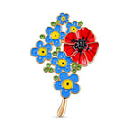 Black & Green Austrian Crystal Enamlled Poppy Brooch