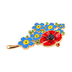 Black & Green Austrian Crystal Enamlled Poppy Brooch