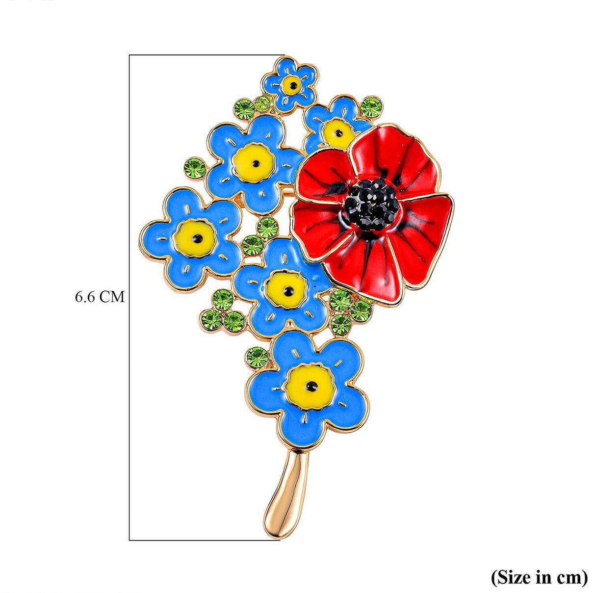 Multi-Colour Austrian Crystal Enamelled Poppy Floral Brooch 7595092 4