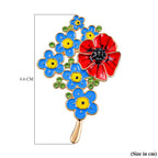 Black & Green Austrian Crystal Enamlled Poppy Brooch