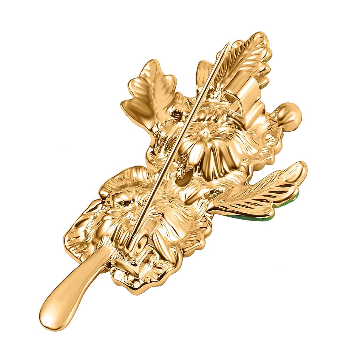 Black Austrian Crystal Enamelled Poppy Floral Brooch 7595089 3
