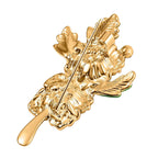 Black Crystal Poppy Rememberance Flower Brooch in Yellow Gold Tone
