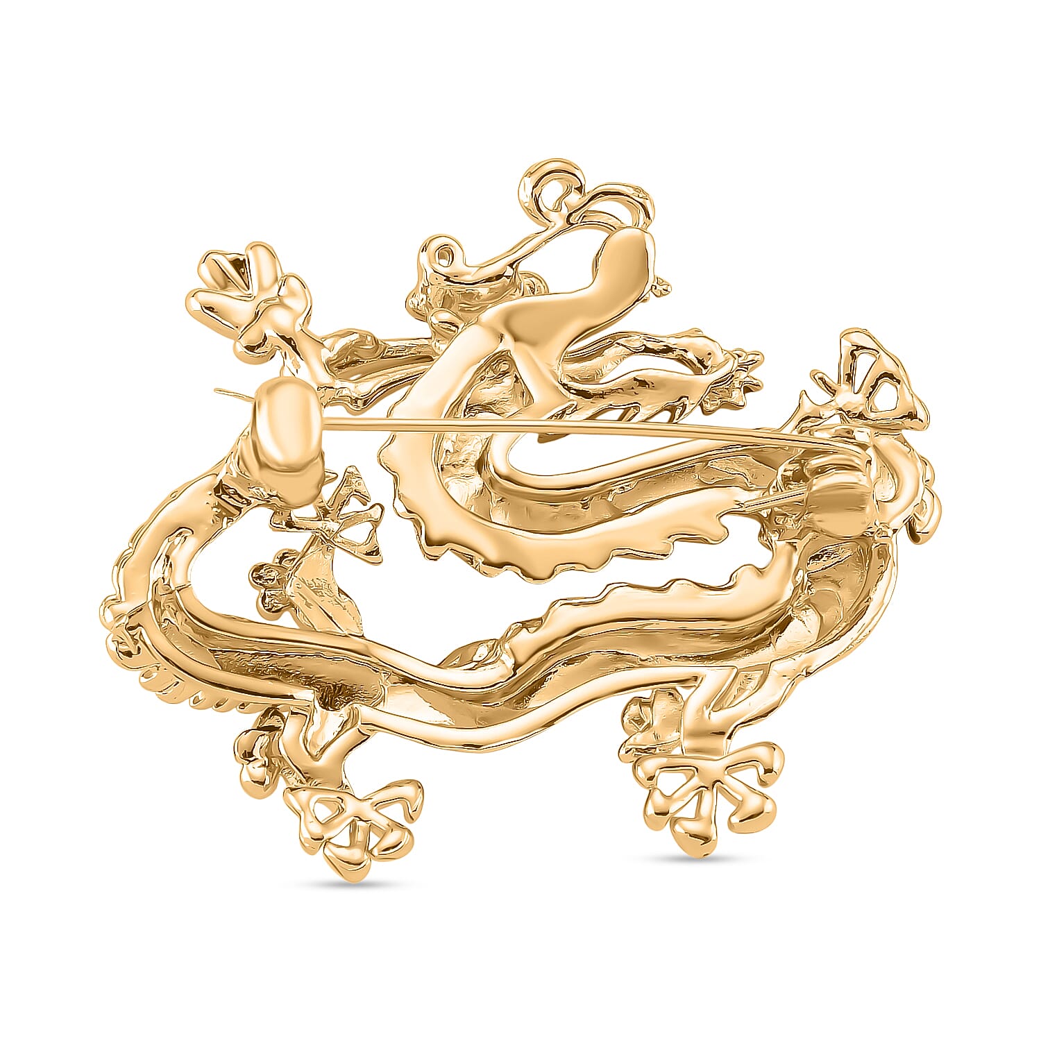 Dragon Blue Enamelled Brooch in Yellow Gold Colour Tone 8199725 4