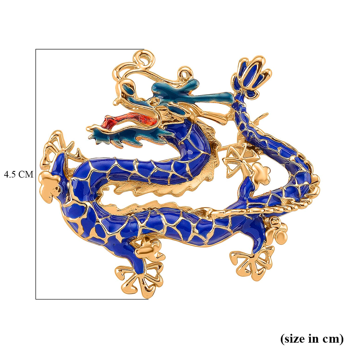 Dragon Blue Enamelled Brooch in Yellow Gold Colour Tone 8199725 5