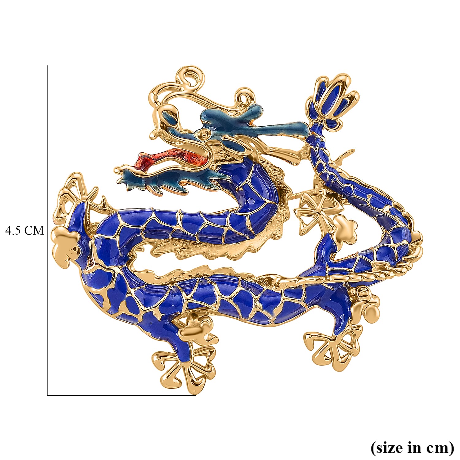 Dragon Blue Enamelled Brooch in Yellow Gold Colour Tone 8199725 5