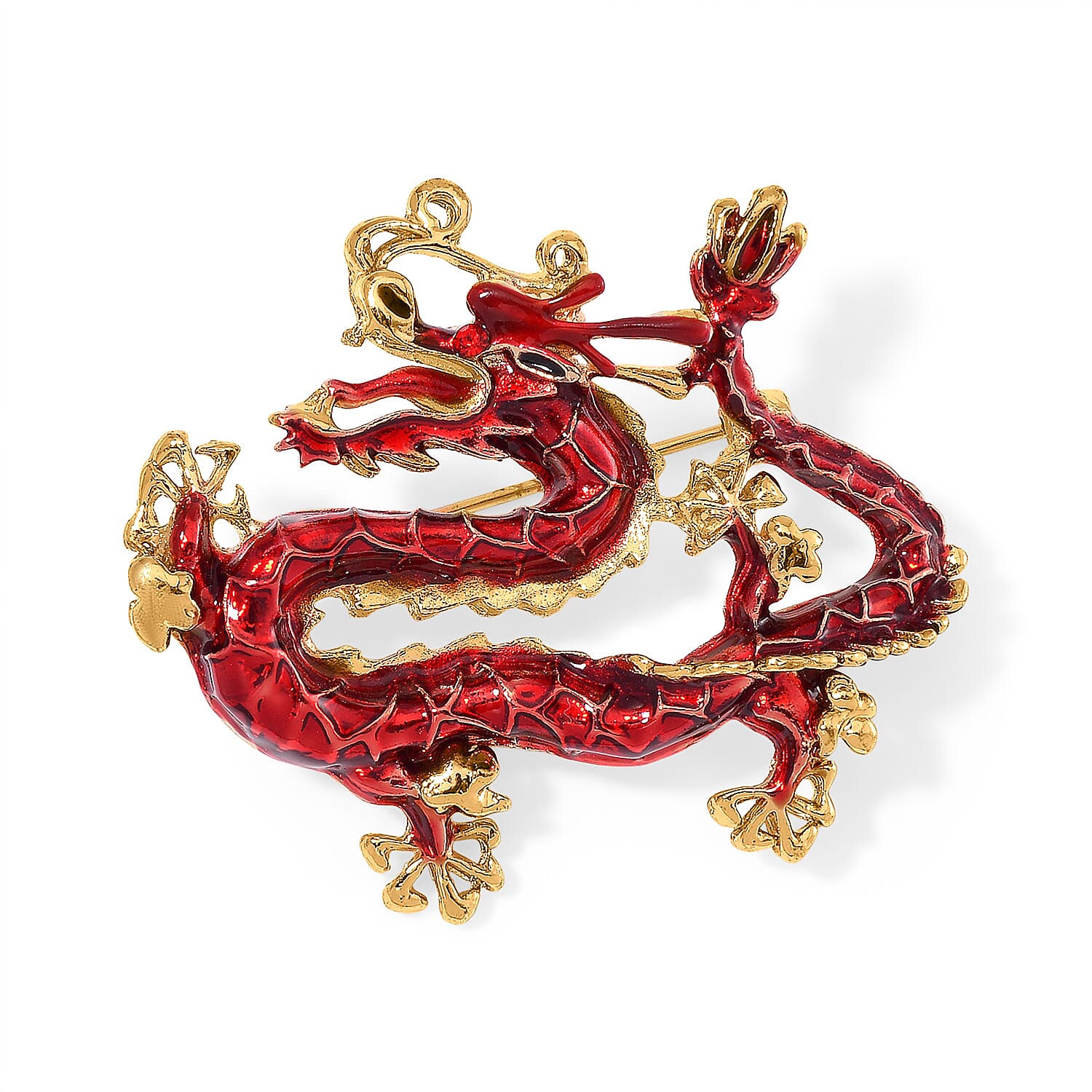 Yellow Gold Plated Dragon Brooch 8256534 0