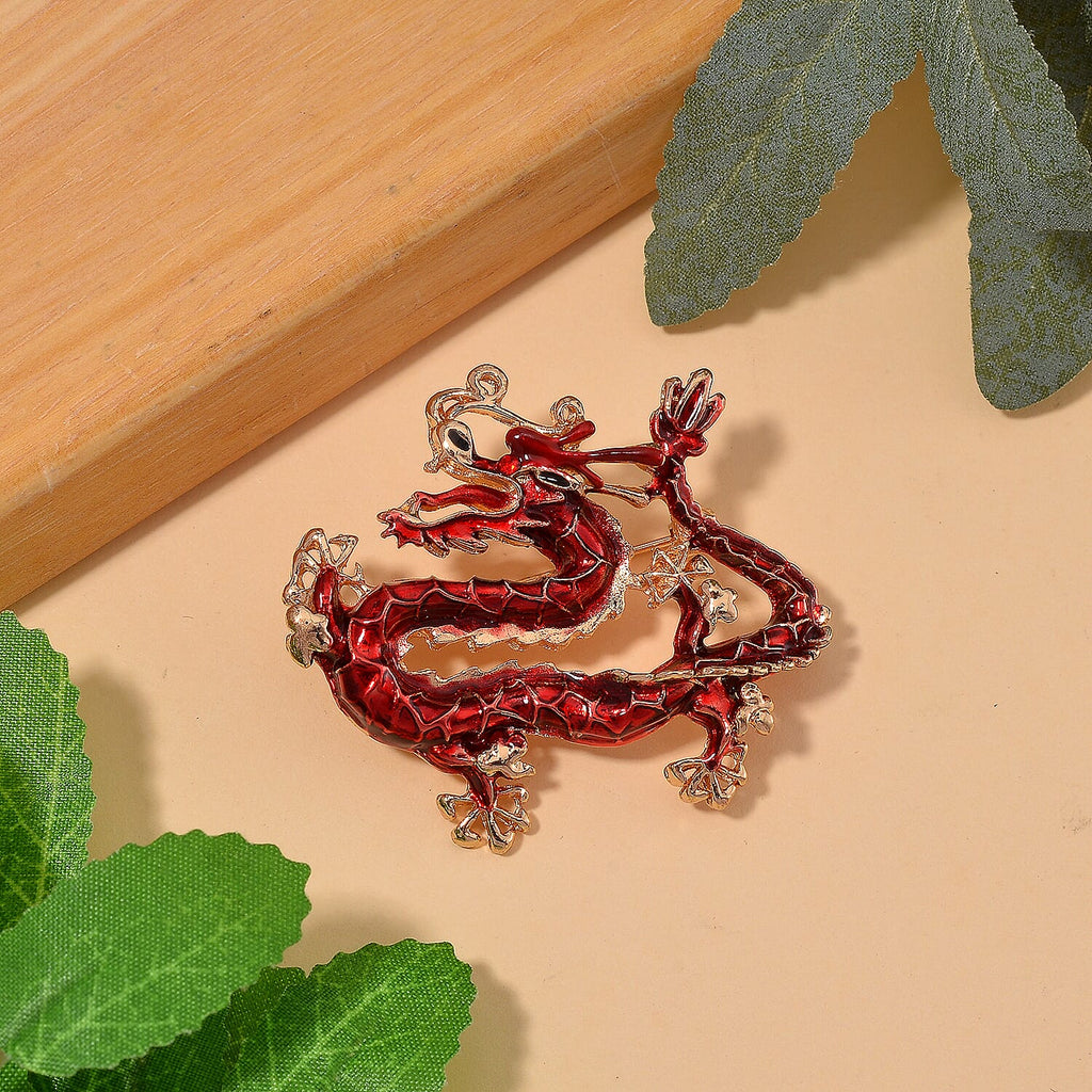 Yellow Gold Plated Dragon Brooch