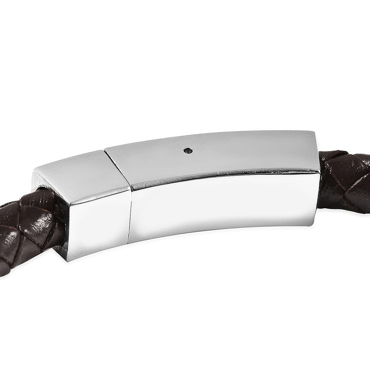 Brown Genuine Leather Bracelet Size 8 with Magnetic Lock in Silver Tone 6298528 6