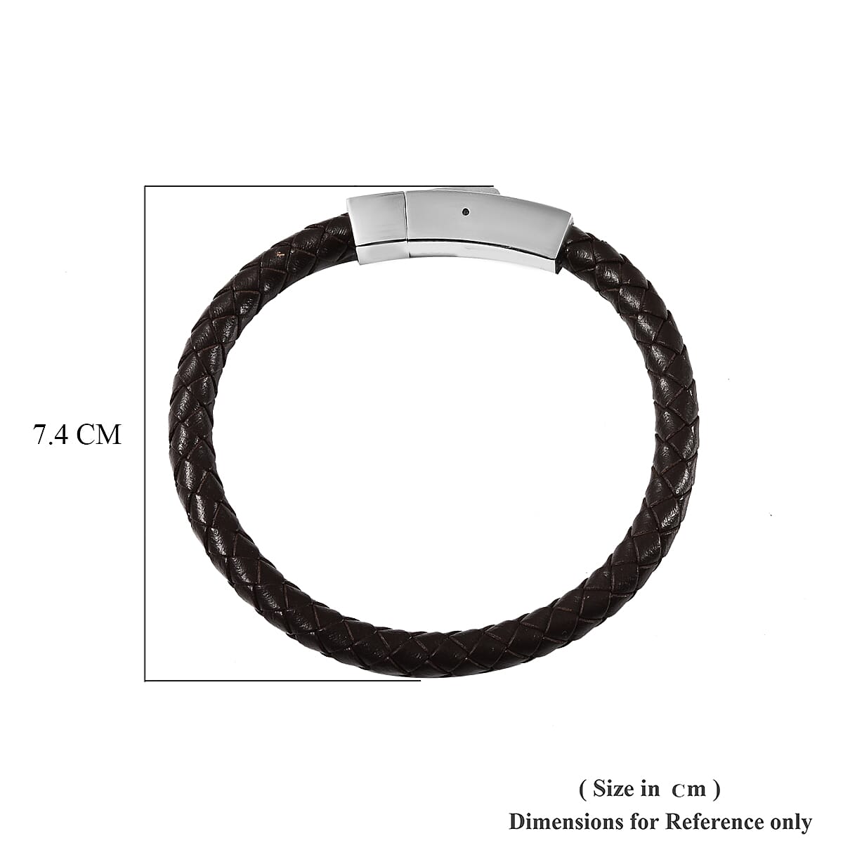 Brown Genuine Leather Bracelet Size 8 with Magnetic Lock in Silver Tone 6298528 7