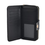 Set of 2 RFID Blocking Checkered Wallet and Compact Square Mirror - Black