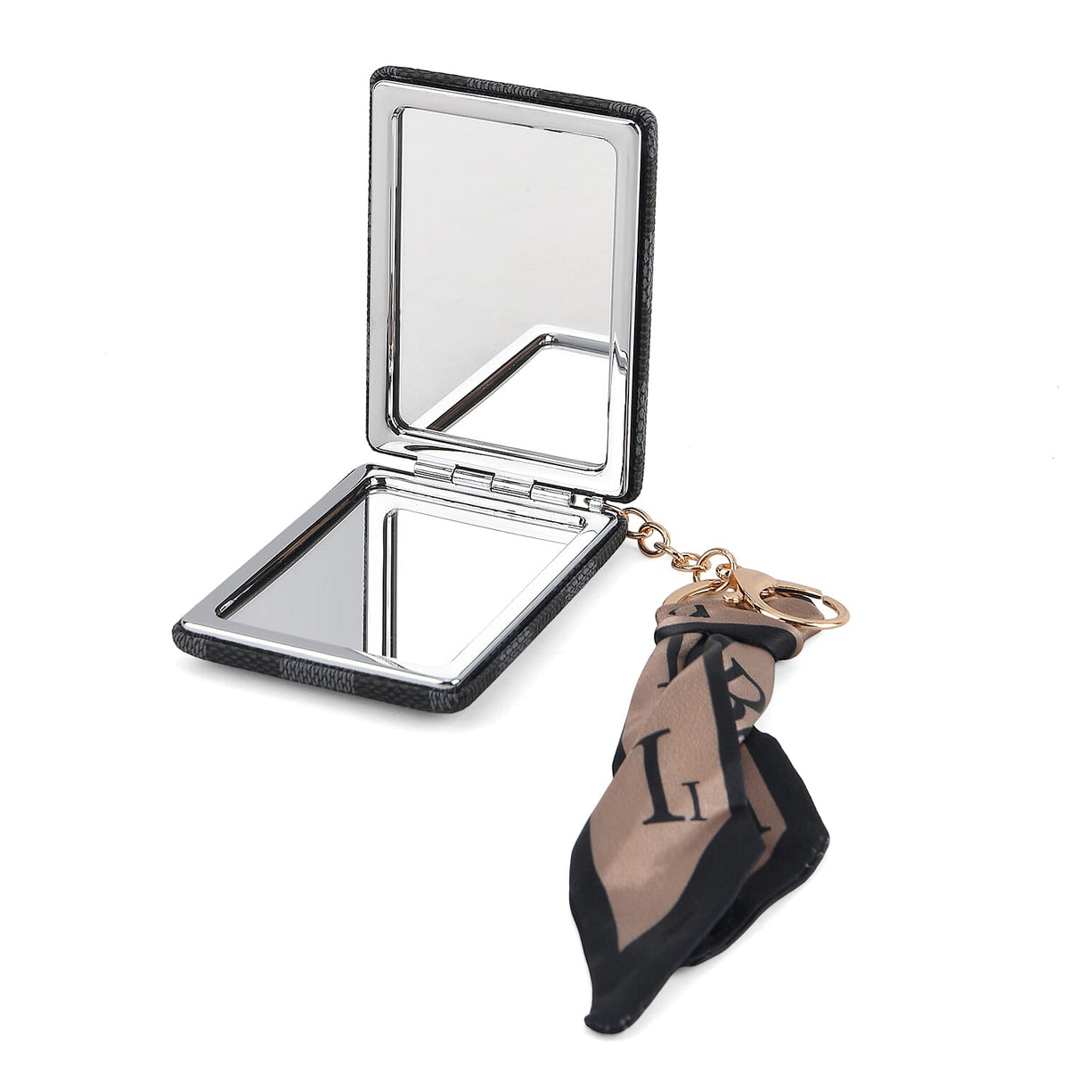 Set of 2 RFID Blocking Checkered Wallet and Compact Square Mirror - Black 4455937 7