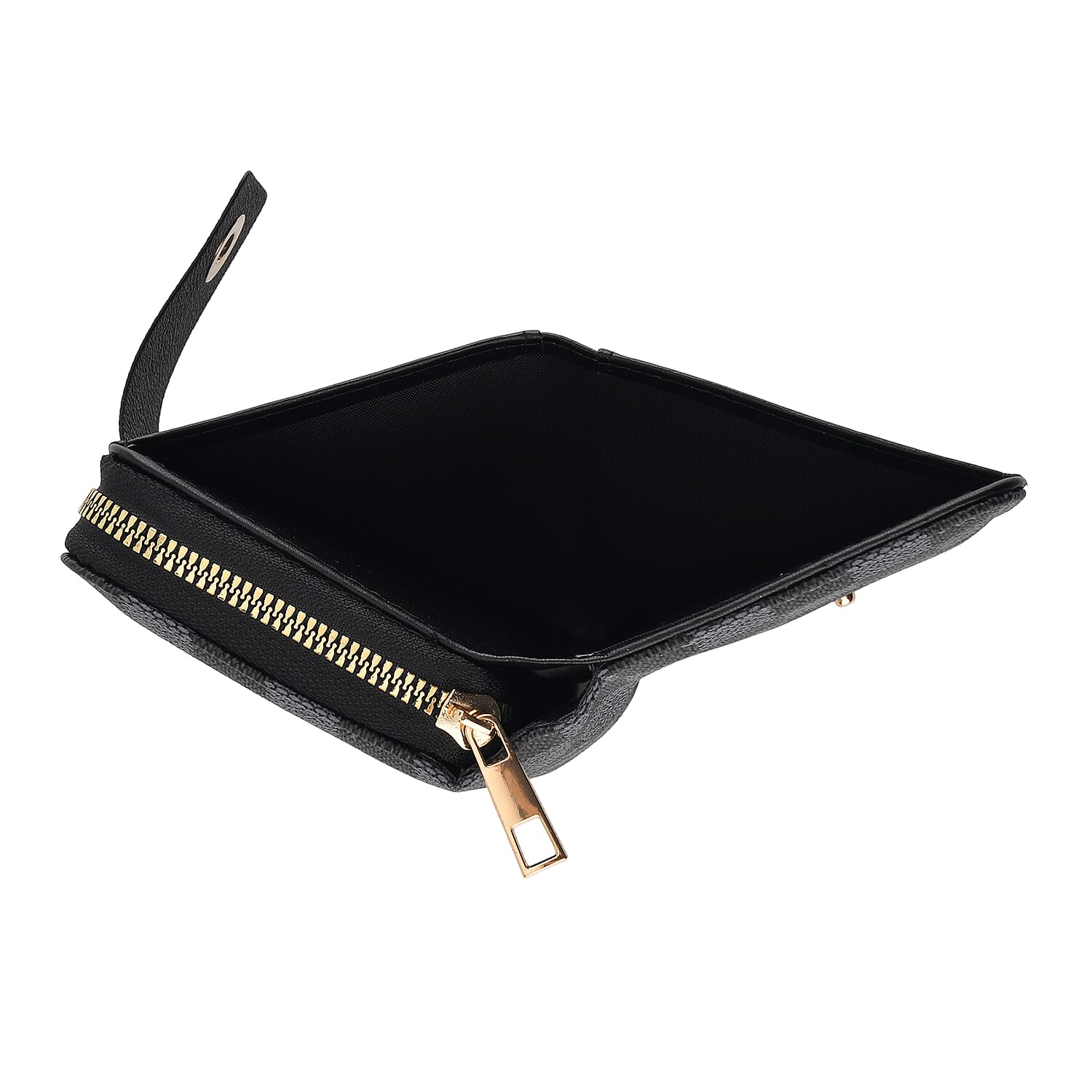 Set of 2 RFID Blocking Checkered Wallet and Compact Square Mirror - Black 4455937 8