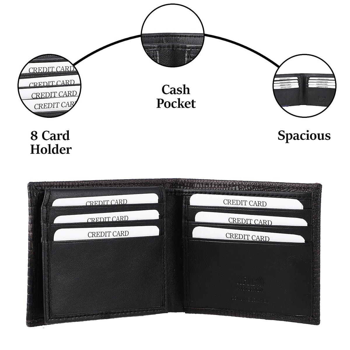 Genuine Leather Lizard Embossed Bi Fold Mens Wallet (RFID Protected) - Brown 7168695 2