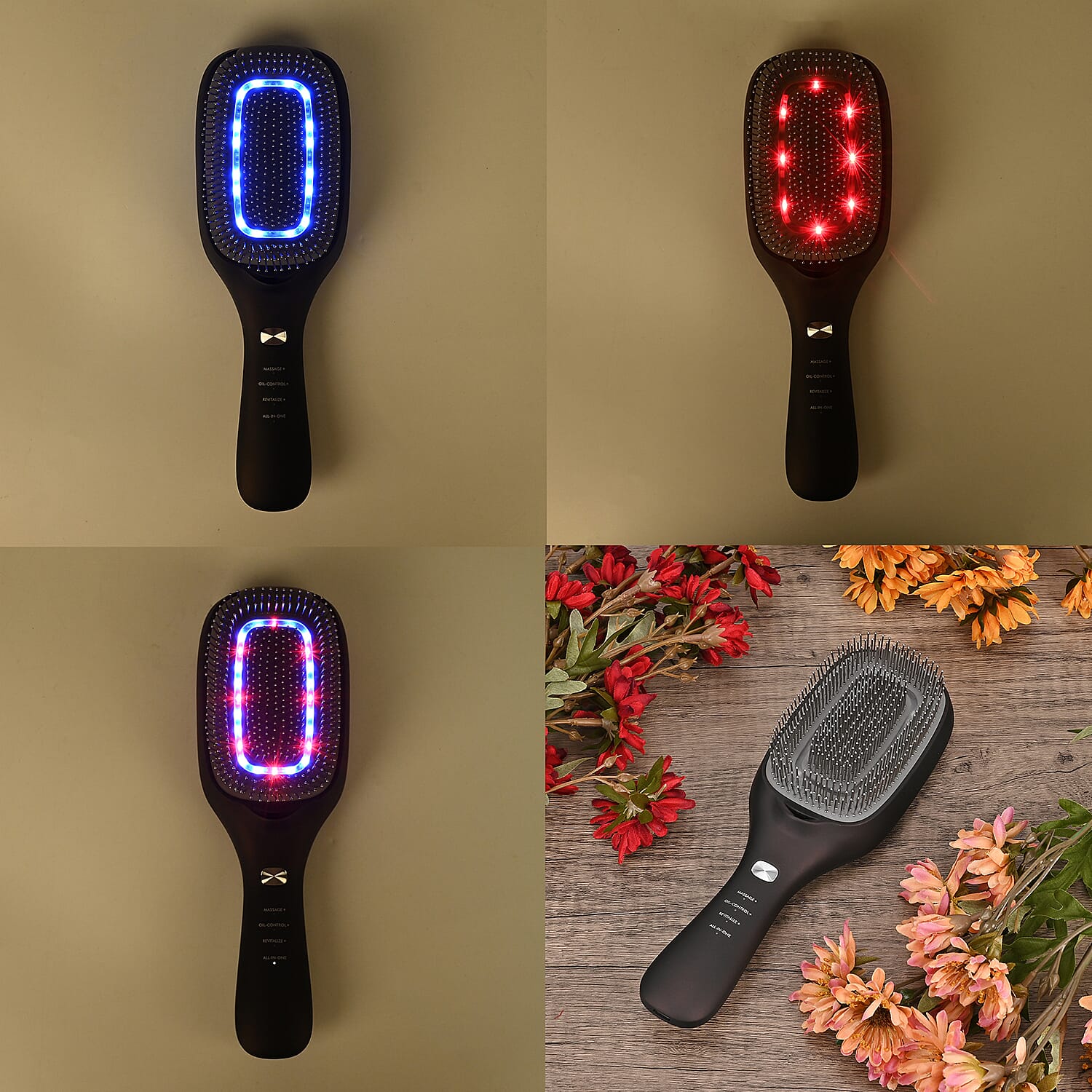 TOUCH BEAUTY- VITA 5-in-1 Hair Care Brush -  Ion Therapy, EMS, Sonic Massage, LLLT , Red and Blue Light Therapy - Black 7801575 2