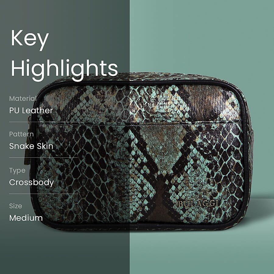 Bulaggi Collection Protea Snake Skin Print Crossbody Bag - Emerald Green 6064420 4