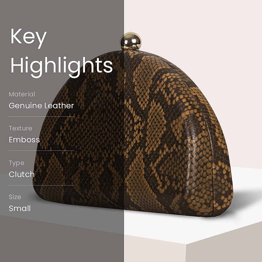 Bulaggi Collection Quince Grey and Black Snake-Skin Pattern Clutch Bag 6280285 4