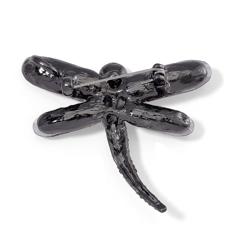 Burgundy Crystal and  Pink Crystal Dragonfly Brooch